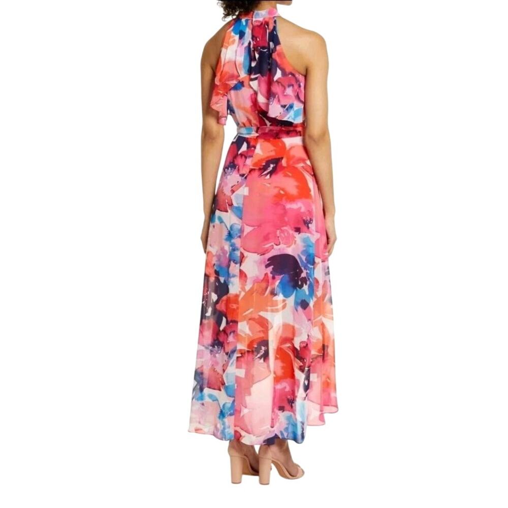 NWT Eliza J Floral Halter Neck Popover High Low Dress 14 - Picture 2 of 4